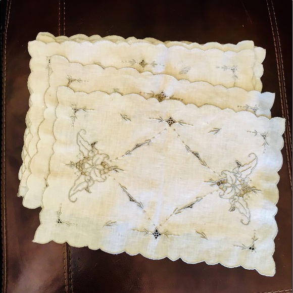 Handmade Vintage Other - Antique Table Linens Set of 6 Napkins/ 6 Placemats